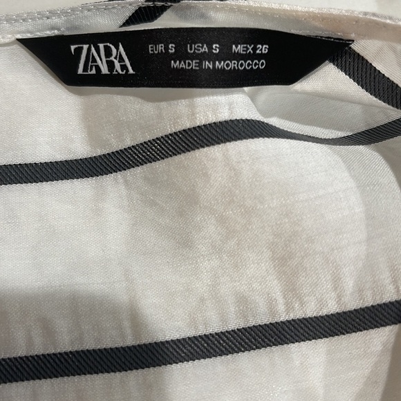 Nwt Zara Black White Stripe Long Puff Sleeve Top SZ S - Picture 9 of 11